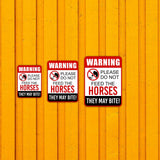 Portrait Round Plus Warning Please Do Not Feed The Horses They May Bite! Wall or Door Sign | Farm/Barn Warning Signage