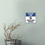 Square Plus Respawn Zone: Enter at Your Own Risk Wall or Door Sign | Easy Installation | Gaming Room Signage