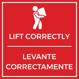 Signs ByLITA Square Lift Correctly Wall or Door Sign | Spanish Bilingual Warehouse Health and Safety Signs