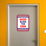 Portrait Round Plus God Bless the USA Door or Wall Sign | Easy Installation | Patriotic Stars and Stripes USA Pride Sign