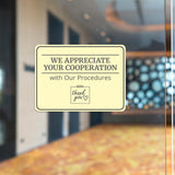 Classic Framed Plus We Appreciate Your Cooperation with Our Procedures Door or Wall Sign | Medical Facility Greeting & Reception