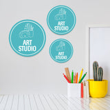 Circle Plus Art studio Wall or Door Sign | Easy Installation | Business & Studio Signage