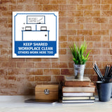 Square Plus Keep Shared Workplace Clean Others Work Here Too Door or Wall Sign | Workplace Cleaning Signage