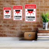 Portrait Round Plus La tienda está monitoreada y protegida por dispositivos antirrobo Wall or Door Sign | Spanish Dressing Room Retailer Signage