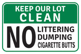 Classic Framed Plus Keep Our Lot Clean No Littering Dumping Cigarette Butts Door or Wall Sign | Health & Safety Signage