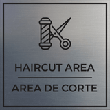 Signs ByLITA Square Haircut Area Door or Wall Sign | Spanish Bilingual Business Signs