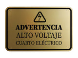 Signs ByLITA Classic Framed Advertencia Alto Voltaje Cuarto Eléctrico Durable Sign | Easy Installation | Elegant Design Wall or Door Sign