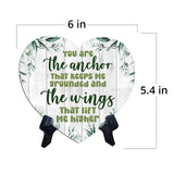 You Are The Anchor that Keeps Me Grounded and the Wings That Lift Me Higher Heart Table Sign with Acrylic Stand (6x5") | Cute Couples Signs