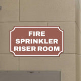Notched Standard Fire Sprinkler Riser Room Wall or Door Sign | Facilities and Rooms Sign