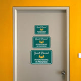 Classic Framed Plus Quiet Please! Interviewing in Progress Wall or Door Sign | Friendly Home & Office Signage