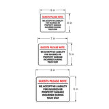 Classic Framed Plus Guests Please Note: We accept no liability for injuries or property damage incurred during your stay Wall or Door Sign| Easy Installation | Disclaimer Waiver Notice