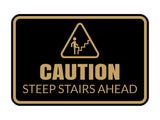 Signs ByLITA Classic Framed Caution: Steep Stairs Ahead Door or Wall Sign Easy Installation | Health And Safety | Building And Warning Signs