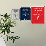 Signs ByLITA Portrait Round Use Tongs or Gloves To Handle Food Door or Wall Sign Durable ABS Plastic | Laser Engraved | Easy Installation | Kitchen | Hygiene