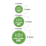 Circle Plus Close & Secure Gate Wall or Door Sign | Easy Installation | Business & Studio Signage