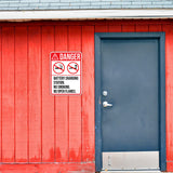 Portrait Round Plus Danger Battery Charging Station. No Smoking Or Open Flames. Door or Wall Sign | Health & Safety Signage
