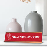 Please Wait For Service, Clock Gold Frame, Desk Sign (2x8")