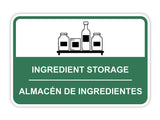 Classic Framed Plus Ingredient Storage Wall or Door Sign | Bilingual Spanish and English Workplace Safety Signage