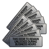 Signs ByLITA Standard This Door To Remain Unlocked During Business Hours Wall or Door Sign (Multipacks)