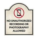 No Unauthorized Recording or Photography Allowed' Headstone - Wall or Door Signs ? Access & Control Sign