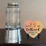 The Best Memories Are Made Gathered Around The Table Heart Table Sign with Acrylic Stand (6x5") | Religious Home Decor