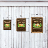 Portrait Round Plus Welcome to Our Campsite What Happens at The Campfire Gets Laughed About All Year Door or Wall Sign | Camping RV Decoration