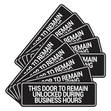 Signs ByLITA Standard This Door To Remain Unlocked During Business Hours Wall or Door Sign (Multipacks)