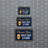 Classic Framed Plus Please Clean Toilet Seat & Floor Wall or Door Sign | Friendly Home Signage