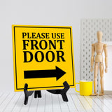 Please Use Front Door 5"x 5" Square Table Sign With Acrylic Easel | Home & Office Decor