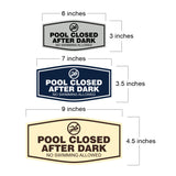 Fancy Pool Closed After Dark No Swimming Allowed Wall or Door Sign