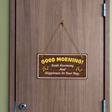 Good Morning! Seek Harmony And Happiness In Your Day. 5x10 Hanging Plus Wall or Door Sign | Religious Home Decor