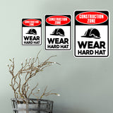 Portrait Round Plus Construction Zone Wear Hard Hat Wall or Door Sign | Health And Safety Signage