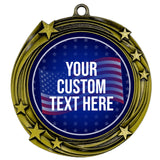 Stars and Stripes Custom Personalized Stars Design Medal | Choice of Ribbon | USA Flag Personalized Award