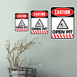 Portrait Round Plus Caution Open Pit Wall or Door Sign | Health And Safety Signage