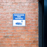 Square Plus Parqueadero Para Visitantes Wall or Door Sign | Spanish | Health & Safety Warehouse Business Signage