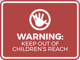 Classic Framed Plus Warning Keep Out Of Children's Reach Wall or Door Sign | Children Safety Sign