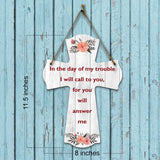 In the day of my trouble I will call to you, for you will answer me Cross Hanging Sign | Rustic Twine | Inspiring Religious Bible Decor