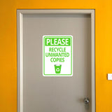Portrait Round Plus Please Recycle Unwanted Copies Door or Wall Sign | Office Housekeeping Signage