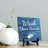 Signs ByLITA Wash Your Hands, Wood Color, Square Table Sign (5" x 5”)