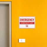 Classic Framed Plus Emergency Contact List Door or Wall Sign | Health and Safety Workplace Warning