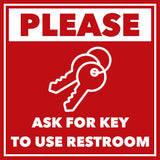 Signs ByLITA Square Please Ask For Key To Use Restroom Door or Wall Sign | Public Signage