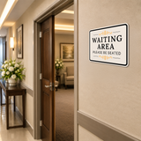 Classic Framed Plus Waiting Area — Please Be Seated — Wall or Door Sign | Funeral and Memorial Services - Room & Area - Sign