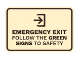 Signs ByLITA Classic Framed Emergency Exit Follow the Green Signs to Safety Wall or Door Sign