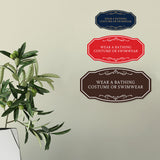 Signs ByLITA Victorian Required: Wear a Bathing Costume Or Swimwear Wall or Door Sign