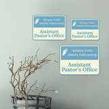 Classic Framed Plus Where Faith Meets Fellowship – Assistant Pastor’s Office Door or Wall Sign | Church and Place of Worship Signs