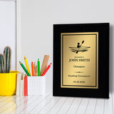 Kayaking Customizable Black Frame Wooden Award Plaque | Easel Mount Option | Achievement and Recognition Personalizable Plaques | Sports Award