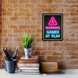 Portrait Round Plus Warning: Gamer at Play Wall or Door Sign | Easy Installation | Gaming | Home Decor