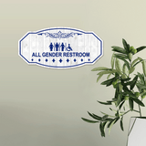 Victorian Plus All Gender Restroom Wall or Door Sign Easy Installation | Business & Public Bathroom Signs
