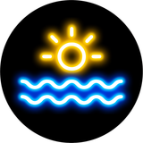 Circle Plus Sun Neon Graphic Style Wall or Door Sign | Live Streamer Gaming Themed Decoration
