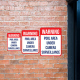 Portrait Round Plus Warning Pool Area Under Camera Surveillance Wall or Door Sign | Indoor Gym Signage