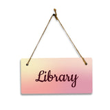 Library 5x10 Hanging Plus Wall or Door Sign | Rustic Twine | Range of Vibrant Decor Styles | Room Signs For Home and Business